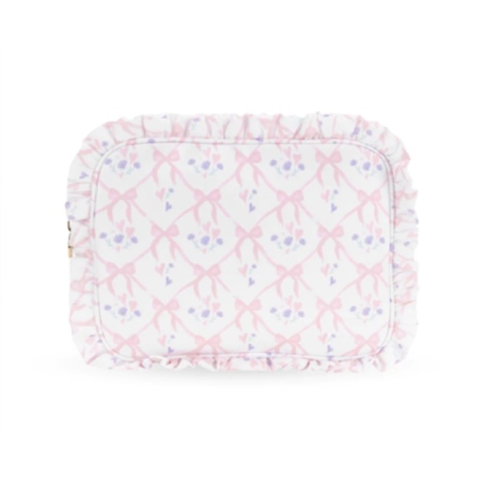 Stoney Clover Lane High Tea Printed Sugar cube Bow Ruffle Large Pouch